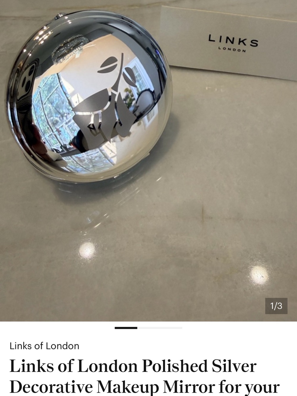 Links of London Polished Silver Decorative Makeup Mirror for your purse.